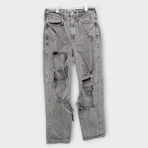 Womens Hollister Curvy High Rise Vintage Straight Vintage Stretch Black Jeans 3R